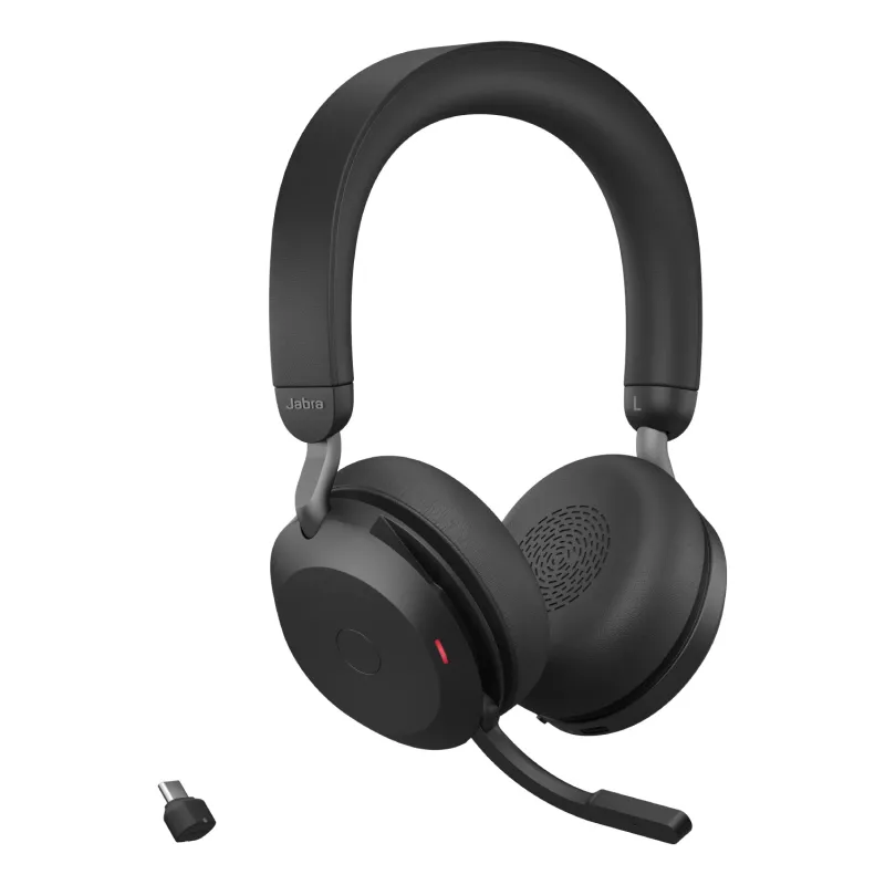 Jabra Evolve2 75 - USB-C UC ar galda statīvu - Melns