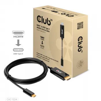 CLUB3D HDMI uz USB Type-C 4K60Hz aktīvais kabelis M/M 1,8 m/6 pēdas