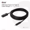 CLUB3D USB Gen2 Type-C uz Type-A kabelis 10Gbps M/F 5m/16.4ft