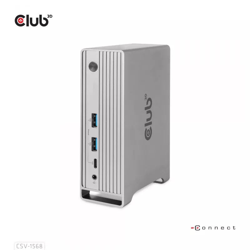 Doko stacija CLUB3D CSV-1568 metāla korpuss USB Gen2 Type-C USB Gen2 Type-A HDMI DP VGA RJ45 120W