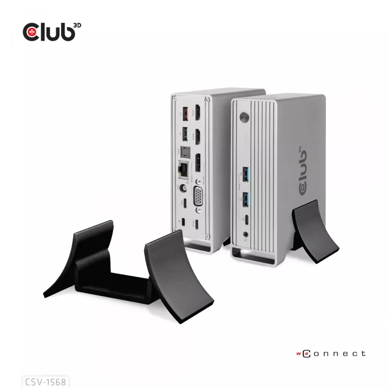 Doko stacija CLUB3D CSV-1568 metāla korpuss USB Gen2 Type-C USB Gen2 Type-A HDMI DP VGA RJ45 120W