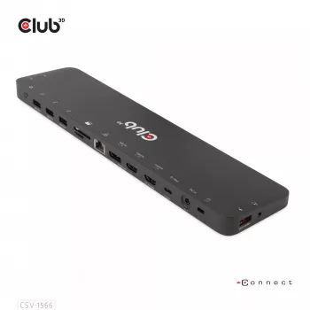 CLUB3D USB Gen1 Type-C Triple Display DP Alt mode Displaylink Dynamic PD Charging Dock ar 120 W barošanas bloku