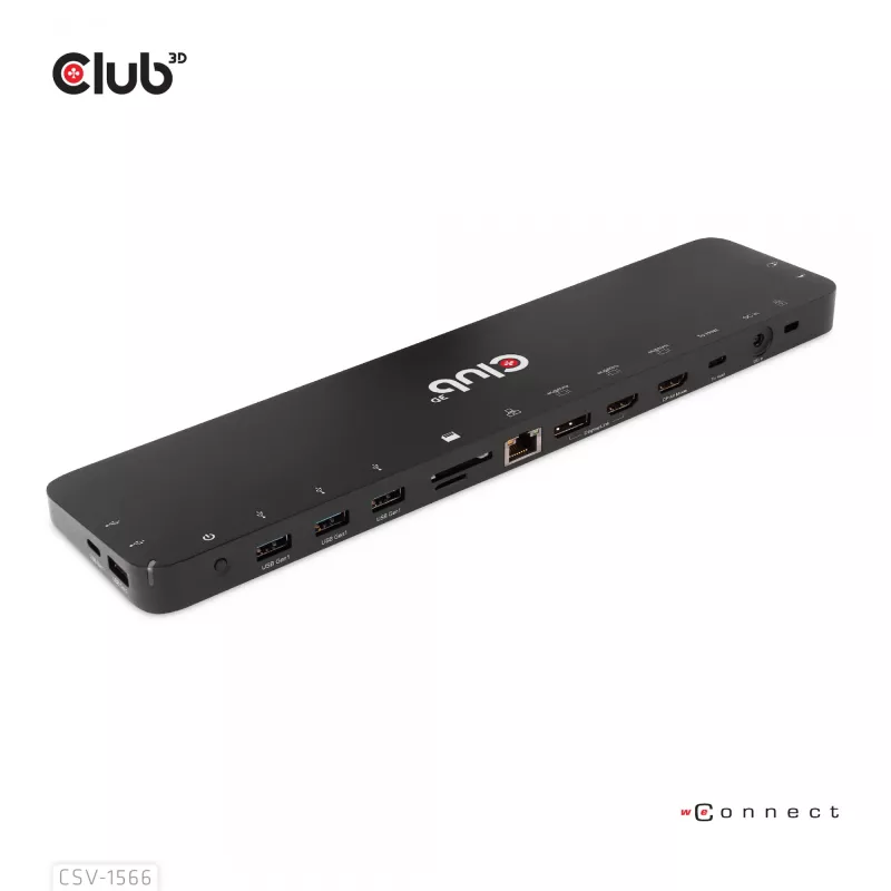 CLUB3D USB Gen1 Type-C Triple Display DP Alt mode Displaylink Dynamic PD Charging Dock ar 120 W barošanas bloku