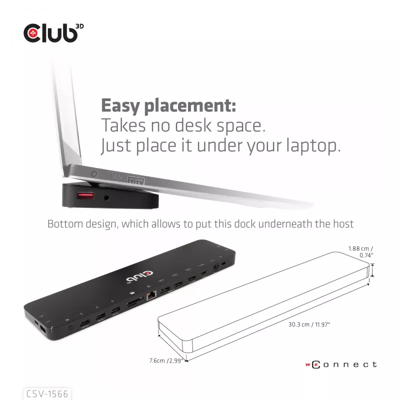 CLUB3D USB Gen1 Type-C Triple Display DP Alt mode Displaylink Dynamic PD Charging Dock ar 120 W barošanas bloku