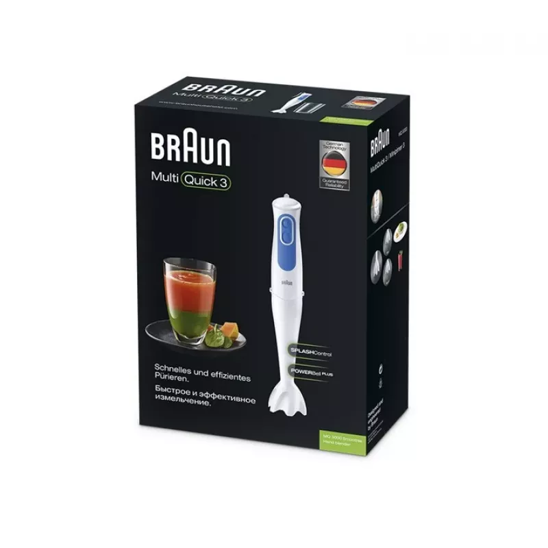 Braun MQ 3000 Smoothie 0,6 l iegremdējamais blenderis 700 W zils, balts