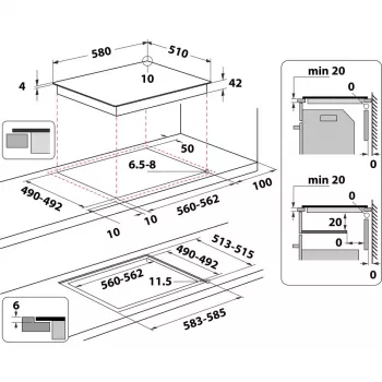 Indukcijas plīts WHIRLPOOL AKT 801/NE — 4 zonas 60 cm, skārienvadība, melna stikla keramika