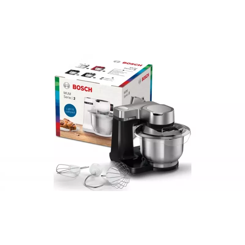 Bosch Serie 2 MUMS2VM00 virtuves kombains 900 W 3,8 l melns, sudrabains