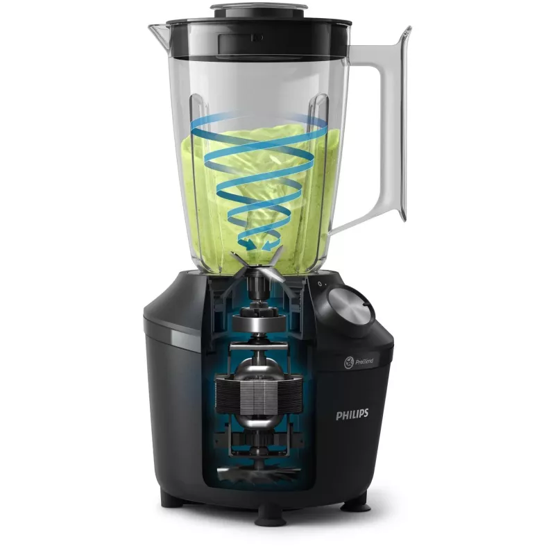 Philips 3000 sērijas HR2191/01 blenderis 2 L Galda blenderis 600 W Melns, Caurspīdīgs
