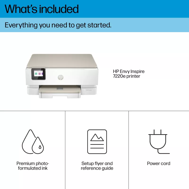 HP ENVY Inspire 7220e Bezvadu Daudzfunkciju Krāsu Printeris, Instant Ink; Kopētājs, Skenētājs