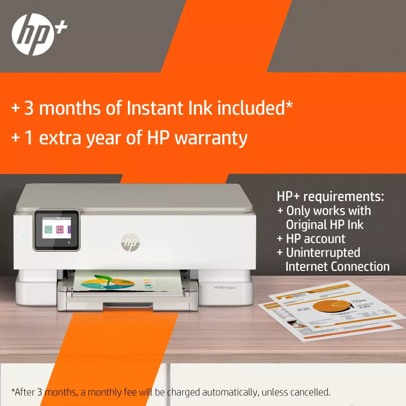 HP ENVY Inspire 7220e Bezvadu Daudzfunkciju Krāsu Printeris, Instant Ink; Kopētājs, Skenētājs