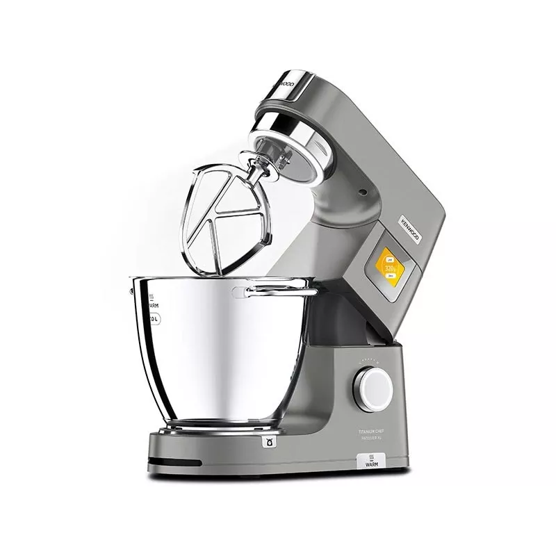 Stāvmiksers Kenwood KWL90.004SI — 1400 W, 7 L nerūsējošā tērauda bļoda, skārienjutīga vadība, iebūvēti svari, sudraba