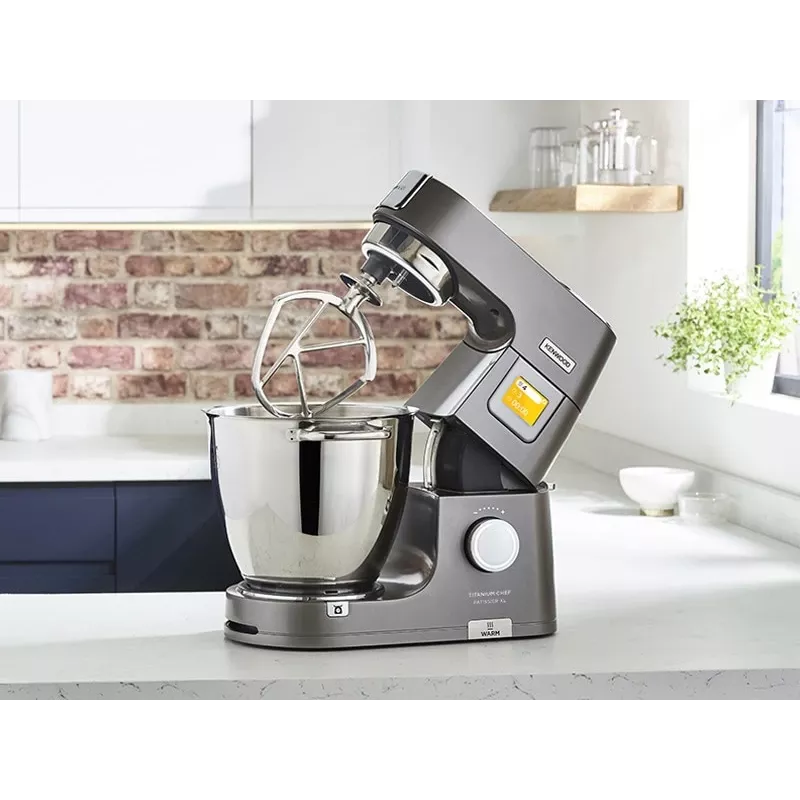Stāvmiksers Kenwood KWL90.004SI — 1400 W, 7 L nerūsējošā tērauda bļoda, skārienjutīga vadība, iebūvēti svari, sudraba