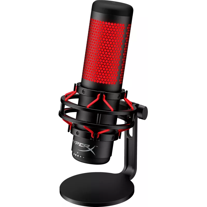 HyperX QuadCast - USB mikrofons (melns-sarkans) - sarkans apgaismojums