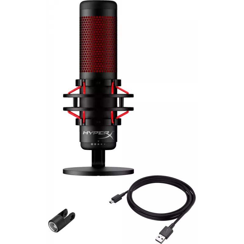 HyperX QuadCast - USB mikrofons (melns-sarkans) - sarkans apgaismojums