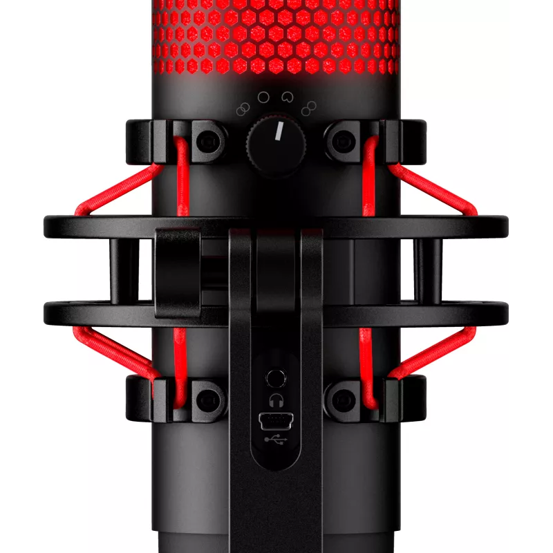HyperX QuadCast - USB mikrofons (melns-sarkans) - sarkans apgaismojums