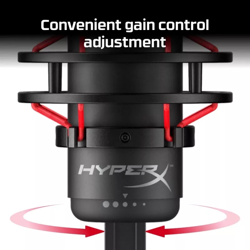 HyperX QuadCast - USB mikrofons (melns-sarkans) - sarkans apgaismojums