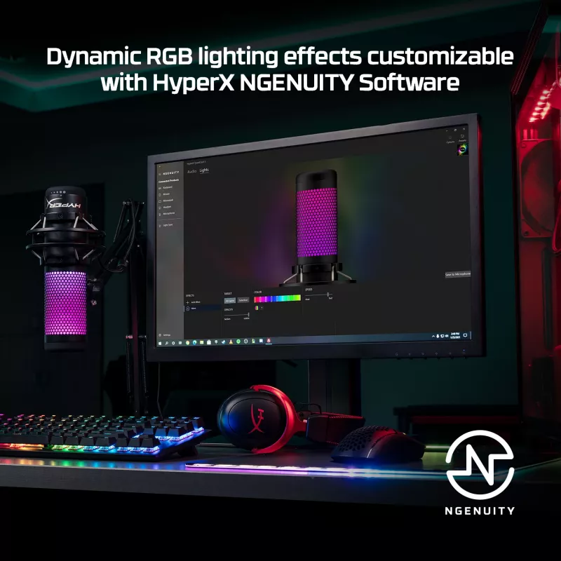 HyperX QuadCast S - USB mikrofons (melnpelēks) - RGB apgaismojums