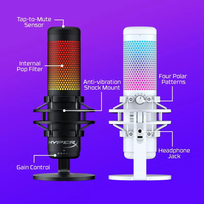 HyperX QuadCast S - USB mikrofons (melnpelēks) - RGB apgaismojums