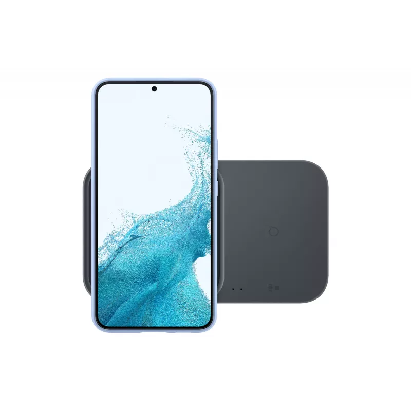 Bezvadu iekštelpu USB lādētājs Samsung EP-P5400 — 15 W, pelēks, paredzēts viedtālrunim, austiņām, viedpulkstenim