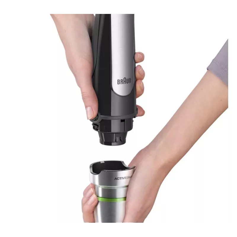 Braun MQ 7000X 0,6 L Iegremdējamais blendētājs 1000 W Melns, Satīna tērauda