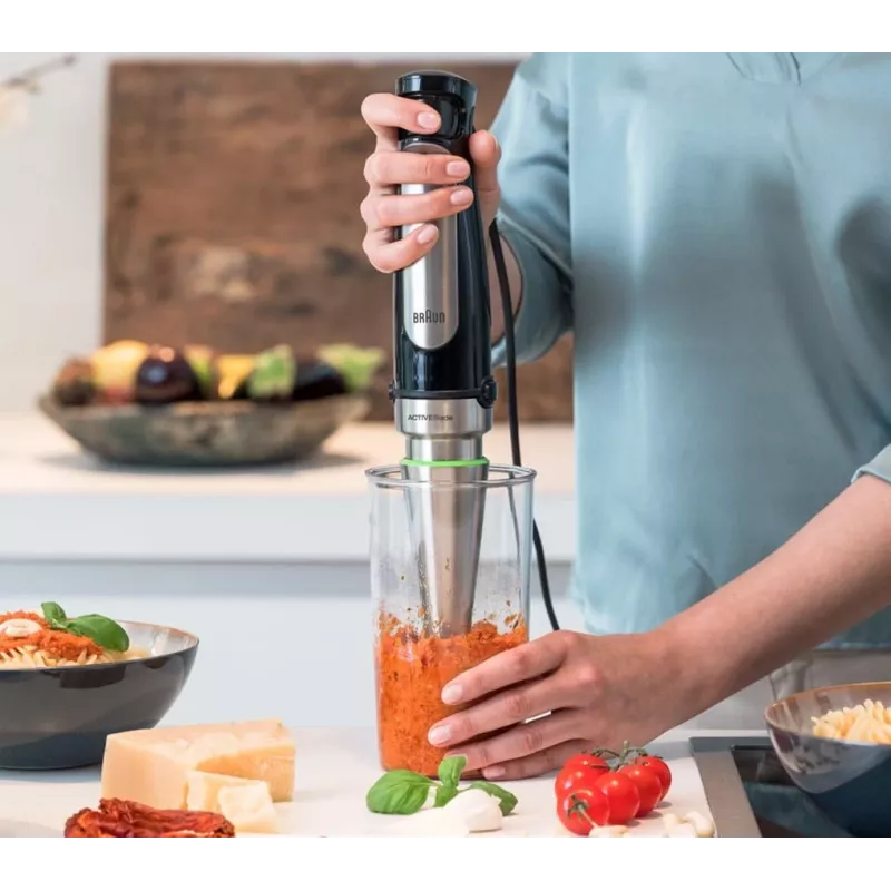 Braun MQ 7000X 0,6 L Iegremdējamais blendētājs 1000 W Melns, Satīna tērauda