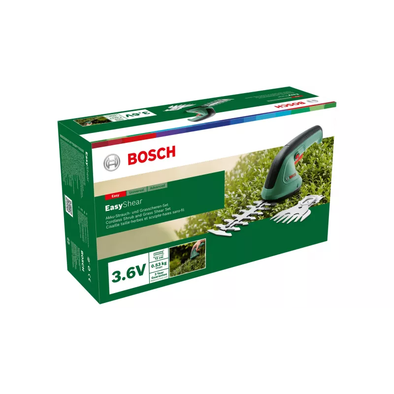 Bosch Easy Shear bezvada zāles šķēres 8 cm 3,6 V litija jonu (Li-Ion) akumulators, melnas, zaļas
