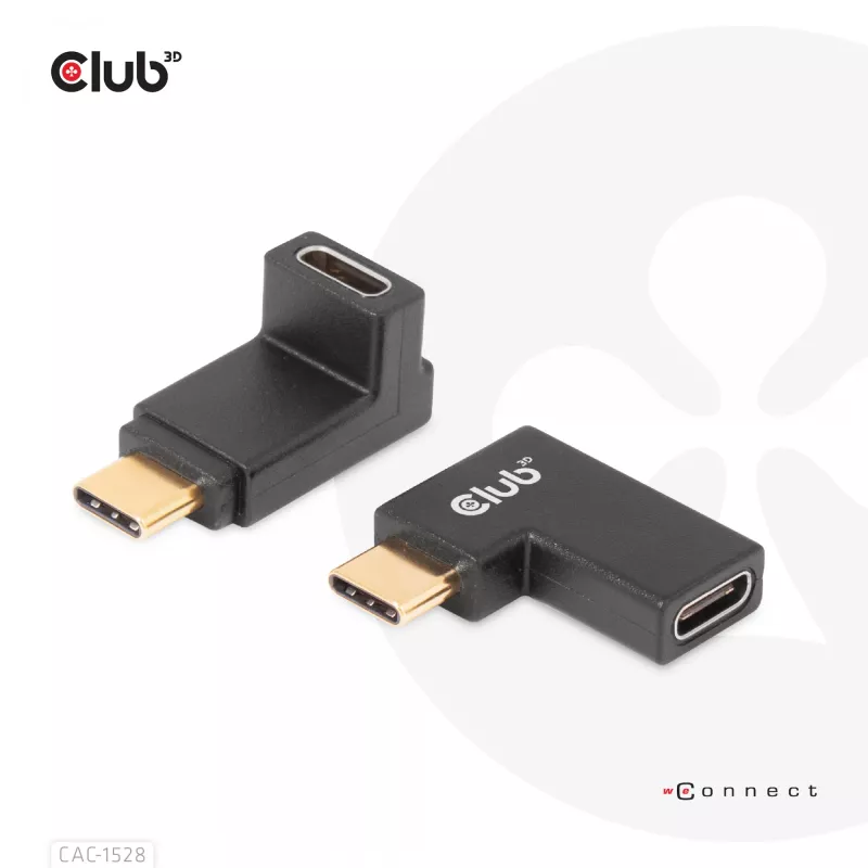 USB Type-C Gen2 leņķa adapteru komplekts (2 gab.) CLUB3D CAC-1528 — USB-C uz USB-C, atbalsta 4K@120Hz
