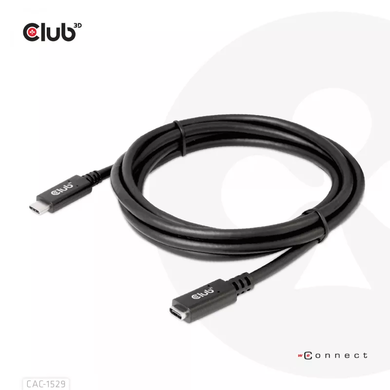 CLUB3D USB Gen1 Type-C pagarinājuma kabelis 5Gbps 60W(20V/3A) 4K60Hz M/F 2m/6.56ft