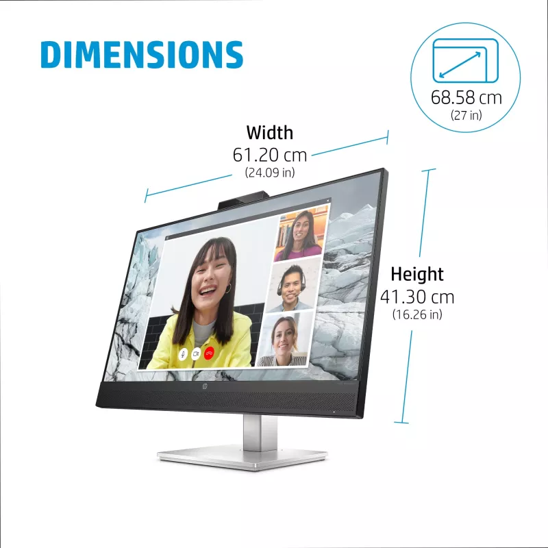 HP E-Series E27m G4 QHD USB-C konferences monitors, 68,6 cm (27 colli), 2560 x 1440 pikseļi, Quad HD, LCD, 5 ms, Melns