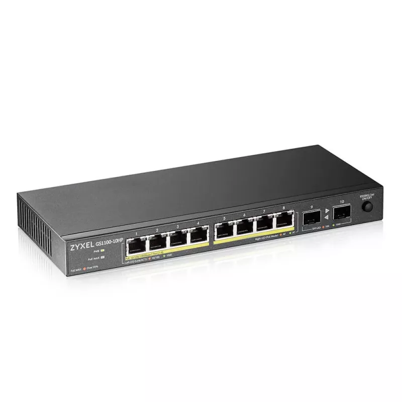 Zyxel GS1100-10HP v2 Nepārvaldāms Gigabitu Ethernet (10/100/1000) barošana pa Ethernet (PoE) Melns