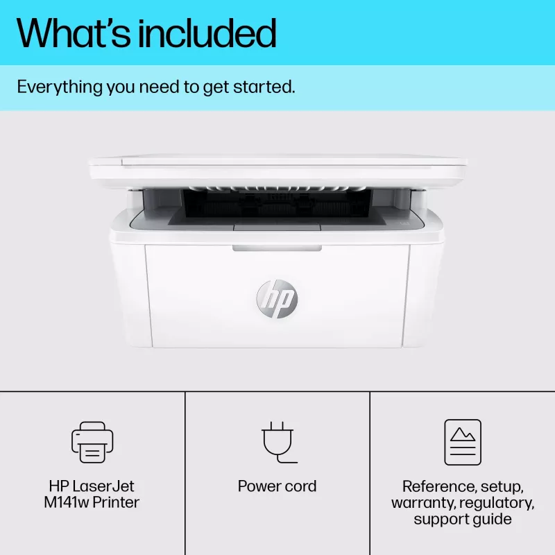 Daudzfunkciju lāzerprinteris HP LaserJet MFP M140w — Melnbalts, 20 lpp/min, 600×600 DPI, A4, Wi‑Fi, Ethernet, Balts