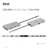 CLUB3D USB Gen1 Type-C 9-in-1 centrmezgls ar HDMI, VGA, 2x USB Gen1 Type-A, RJ45, SD/Micro SD karšu slotiem un USB Gen1 Type-C sieviešu portu