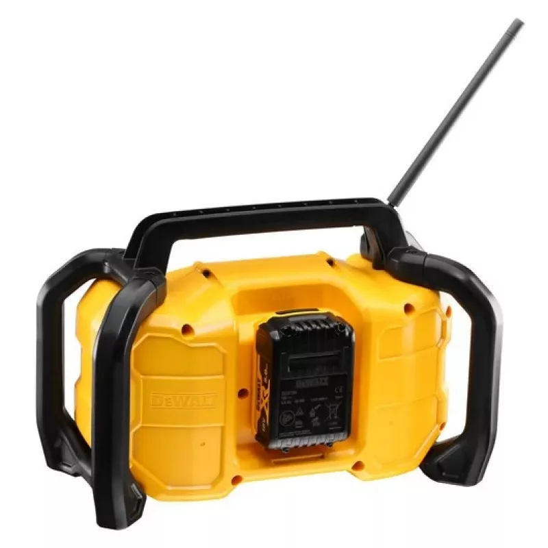 Pārnēsājams radio DeWALT DCR029-QW DAB FM, maiņstrāvas/līdzstrāvas barošana, Bluetooth, USB uzlāde, displejs, melns/dzeltens