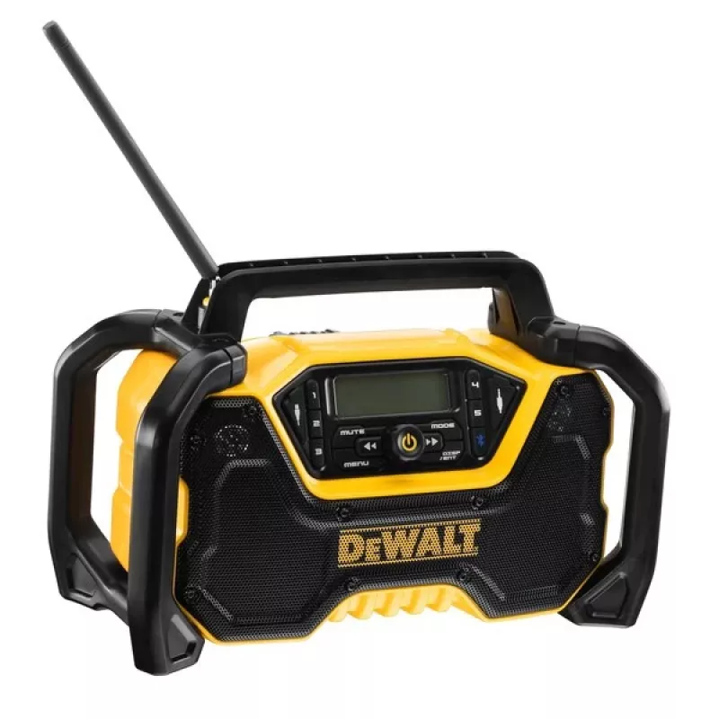 Pārnēsājams radio DeWALT DCR029-QW DAB FM, maiņstrāvas/līdzstrāvas barošana, Bluetooth, USB uzlāde, displejs, melns/dzeltens