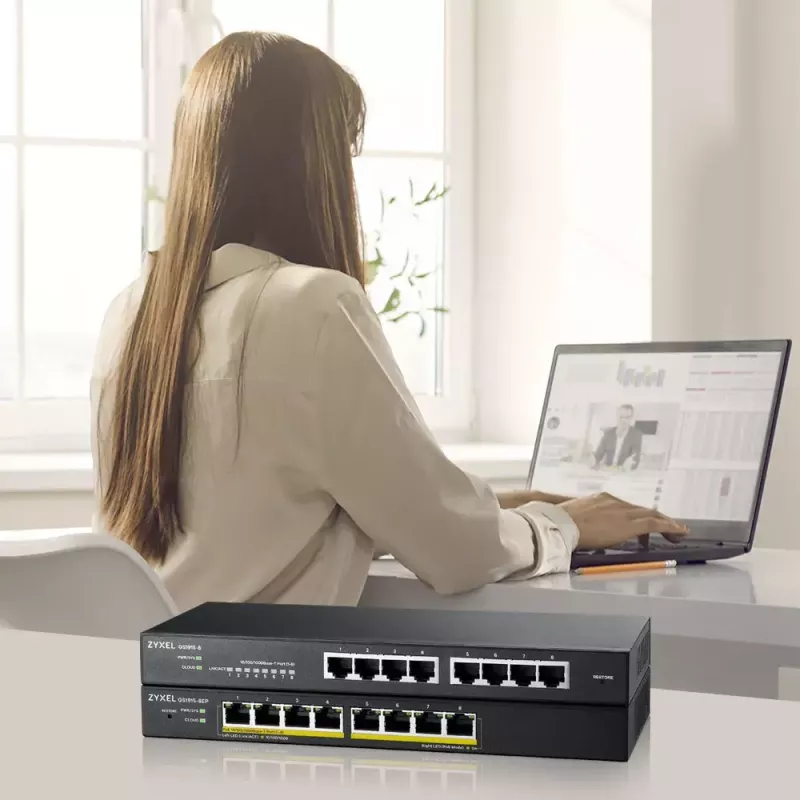 Zyxel GS1915-8EP pārvaldāms L2 Gigabit Ethernet (10/100/1000) Power over Ethernet (PoE) melns