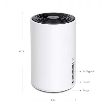 Router TP‑LINK AXE5400 Mesh Wi‑Fi 6E sistēma — Tri‑Band 2.4/5/6 GHz, pārklājums līdz 670 m², 3× LAN, 4 iekšējās antenas