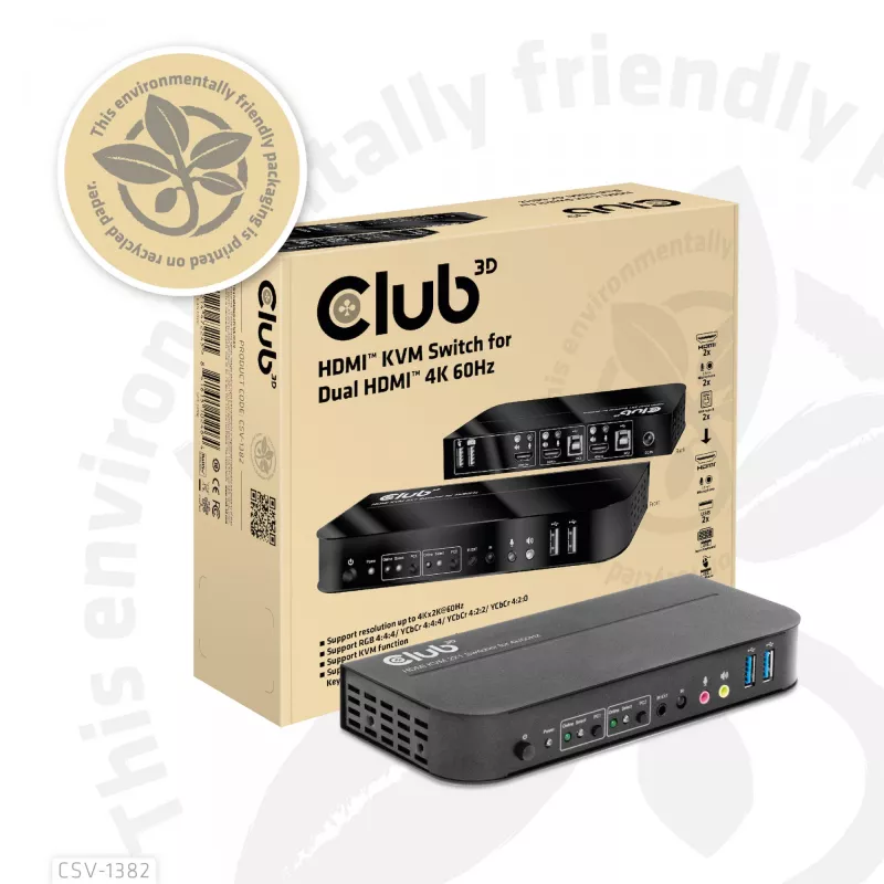 KVM Switch CLUB3D CSV-1382 Dual HDMI 4K 60Hz USB