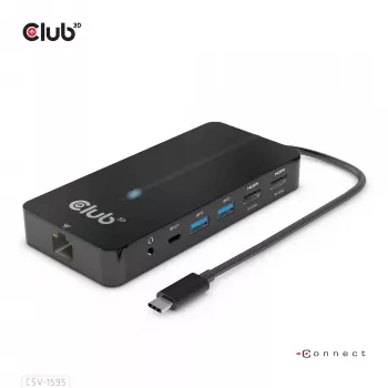 CLUB3D 7-in-1 Type-C centrmezgls ar 2x HDMI, 2x USB Gen1 Type-A, 1x RJ45, 1x 3.5mm Audio, 1x USB Gen1 Type-C 100W sieviešu ports