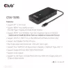 CLUB3D 7-in-1 Type-C centrmezgls ar 2x HDMI, 2x USB Gen1 Type-A, 1x RJ45, 1x 3.5mm Audio, 1x USB Gen1 Type-C 100W sieviešu ports