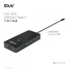 CLUB3D 7-in-1 Type-C centrmezgls ar 2x HDMI, 2x USB Gen1 Type-A, 1x RJ45, 1x 3.5mm Audio, 1x USB Gen1 Type-C 100W sieviešu ports