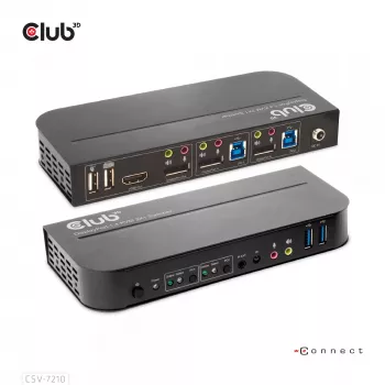 CLUB3D DisplayPort/HDMI KVM slēdzis diviem DisplayPort 4K 60Hz