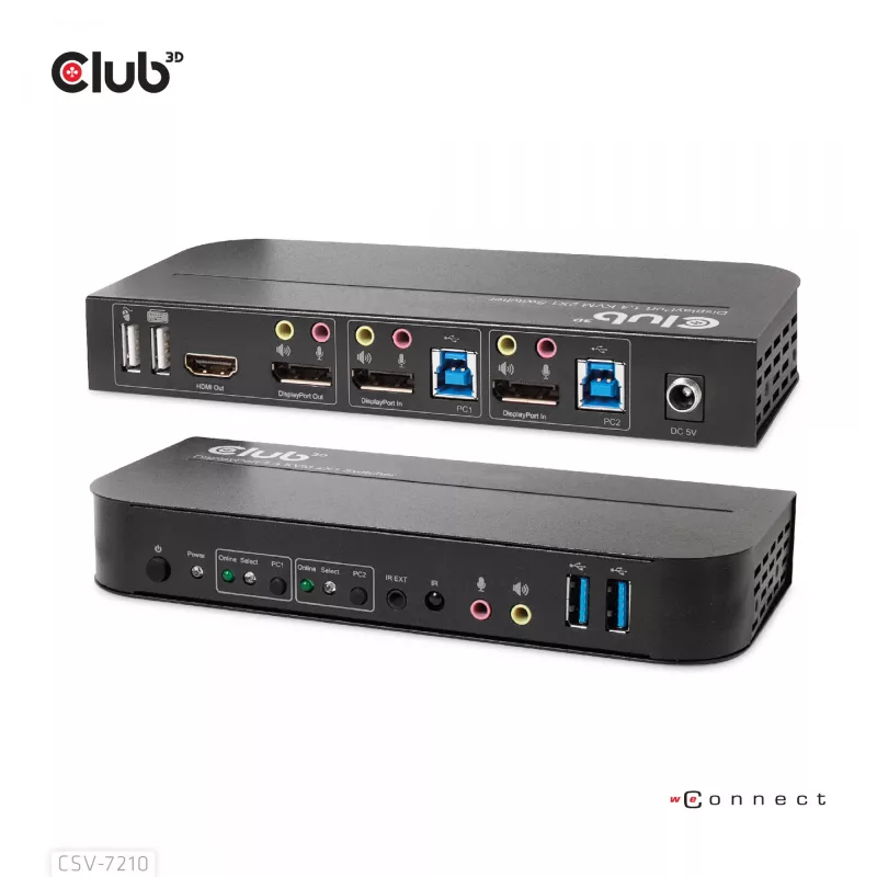 CLUB3D DisplayPort/HDMI KVM slēdzis diviem DisplayPort 4K 60Hz