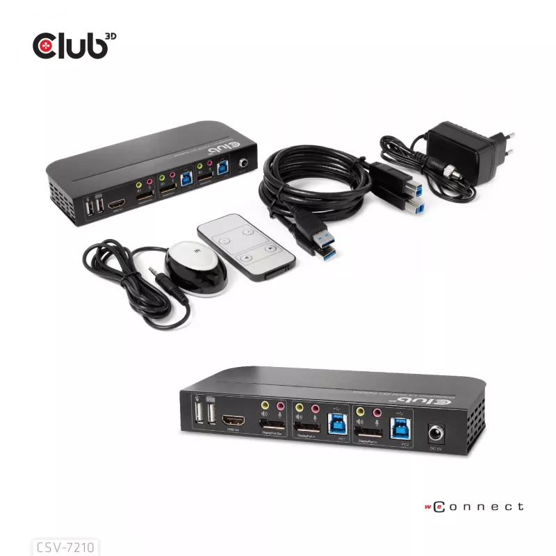 CLUB3D DisplayPort/HDMI KVM slēdzis diviem DisplayPort 4K 60Hz