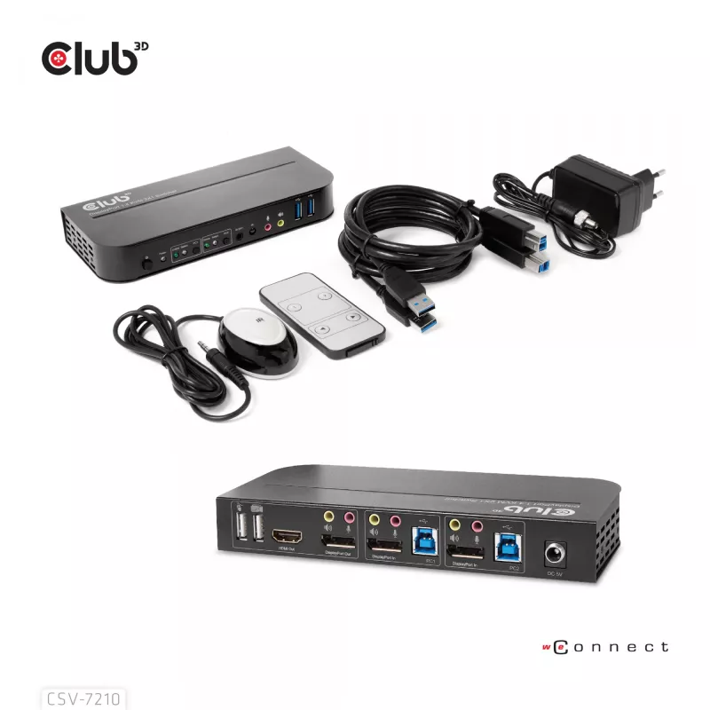CLUB3D DisplayPort/HDMI KVM slēdzis diviem DisplayPort 4K 60Hz