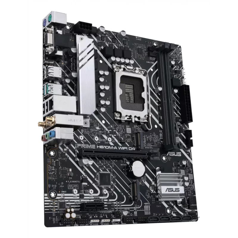 Mātesplate ASUS PRIME H610M-A WIFI D4 — Intel H610, LGA1700, micro ATX, DDR4, 2x DIMM, Wi‑Fi 5, Bluetooth 5.0, 2x M.2, HDMI 2.1, DP 1.4