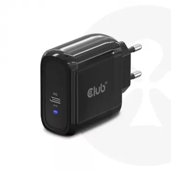 CLUB3D Travel Charger 65W GAN tehnoloģija, viens ports USB Type-C, Power Delivery (PD) 3.0 atbalsts