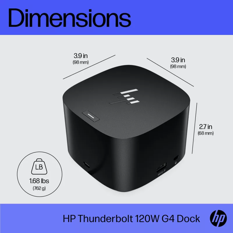 HP Thunderbolt Dock 120W G4, vadu, Thunderbolt 4, melns, Kensington, Ķīna, Taizeme, Taivāna, biznesam