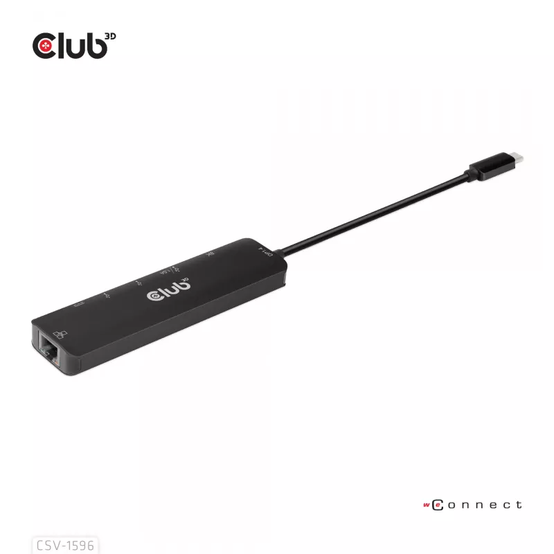 CLUB3D USB Gen1 Type-C, 6-in-1 centrmezgls ar HDMI 8K30Hz, 2xUSB Type-A, RJ45 un 2xUSB Type-C, datu un PD uzlādi 100 vati