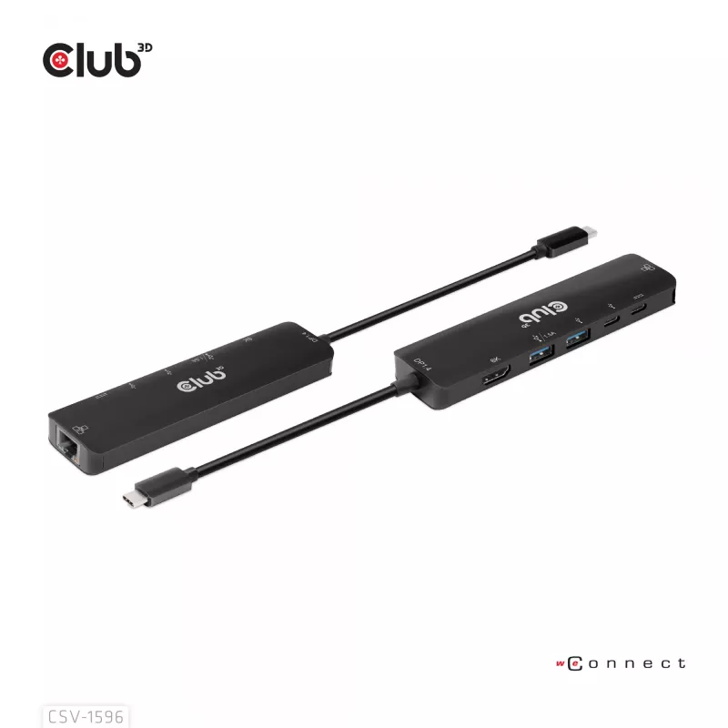 CLUB3D USB Gen1 Type-C, 6-in-1 centrmezgls ar HDMI 8K30Hz, 2xUSB Type-A, RJ45 un 2xUSB Type-C, datu un PD uzlādi 100 vati
