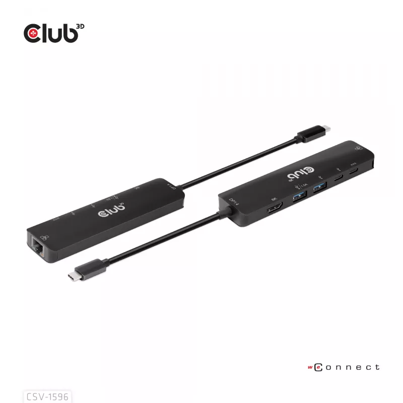CLUB3D USB Gen1 Type-C, 6-in-1 centrmezgls ar HDMI 8K30Hz, 2xUSB Type-A, RJ45 un 2xUSB Type-C, datu un PD uzlādi 100 vati